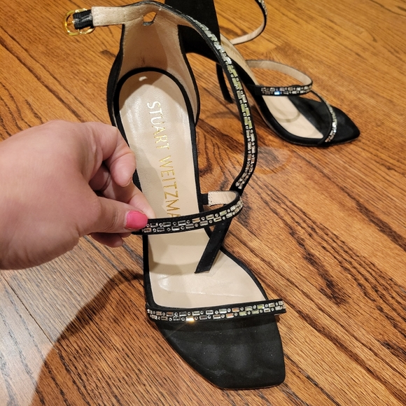 Stuart Weitzman Black Crystal Heels 7.5 - Picture 4 of 9